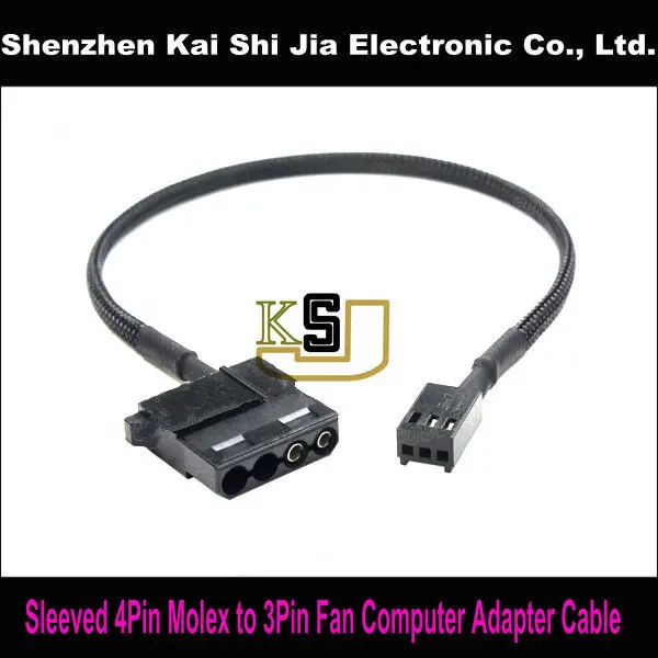 30 см черный рукав компьютера 4 Pin IDE Molex штекер 3 Вентилятор Женский адаптер кабель