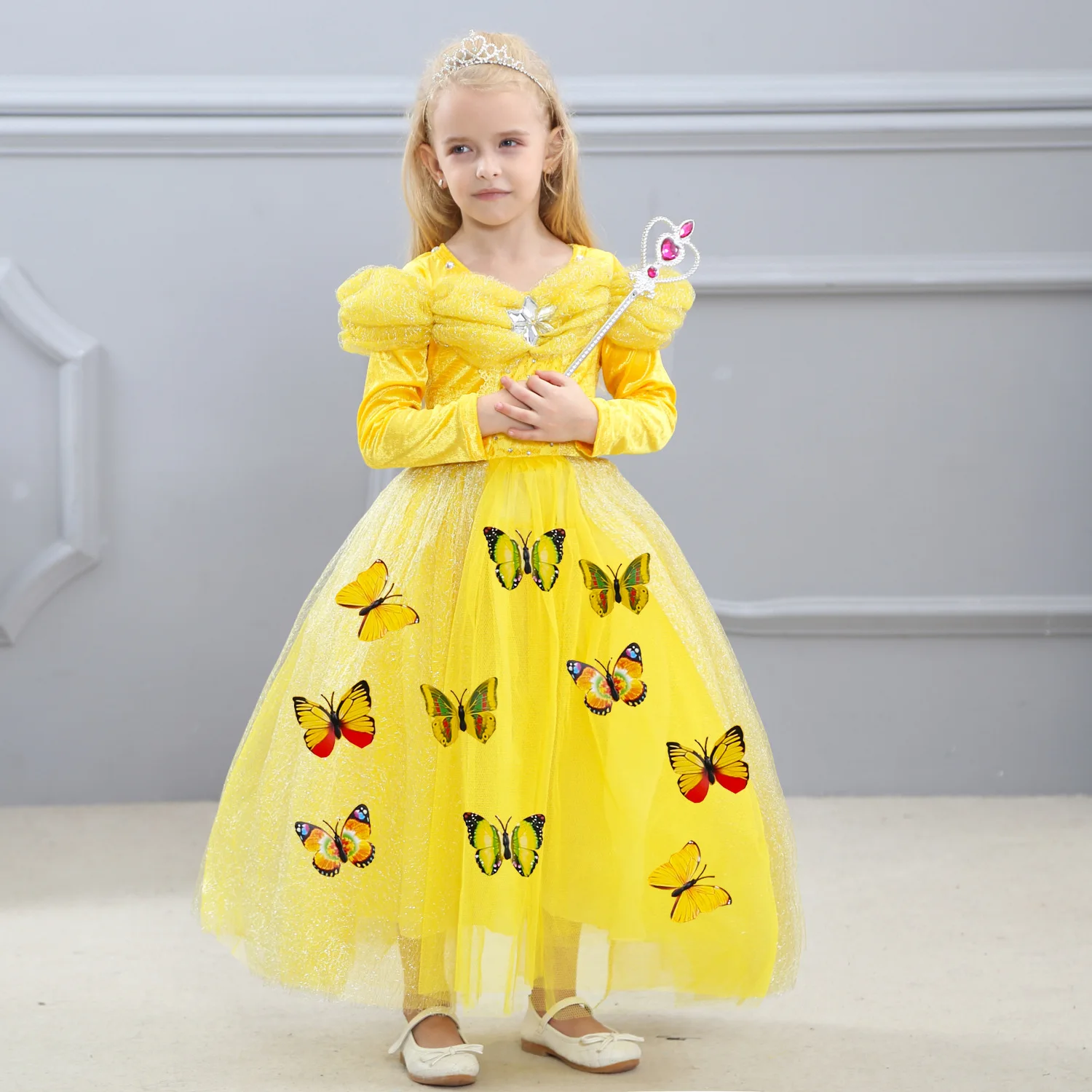 clothes Cinderella long sleeves princess dress girls children autumn ice and snow costumes costumes. | Детская одежда и обувь