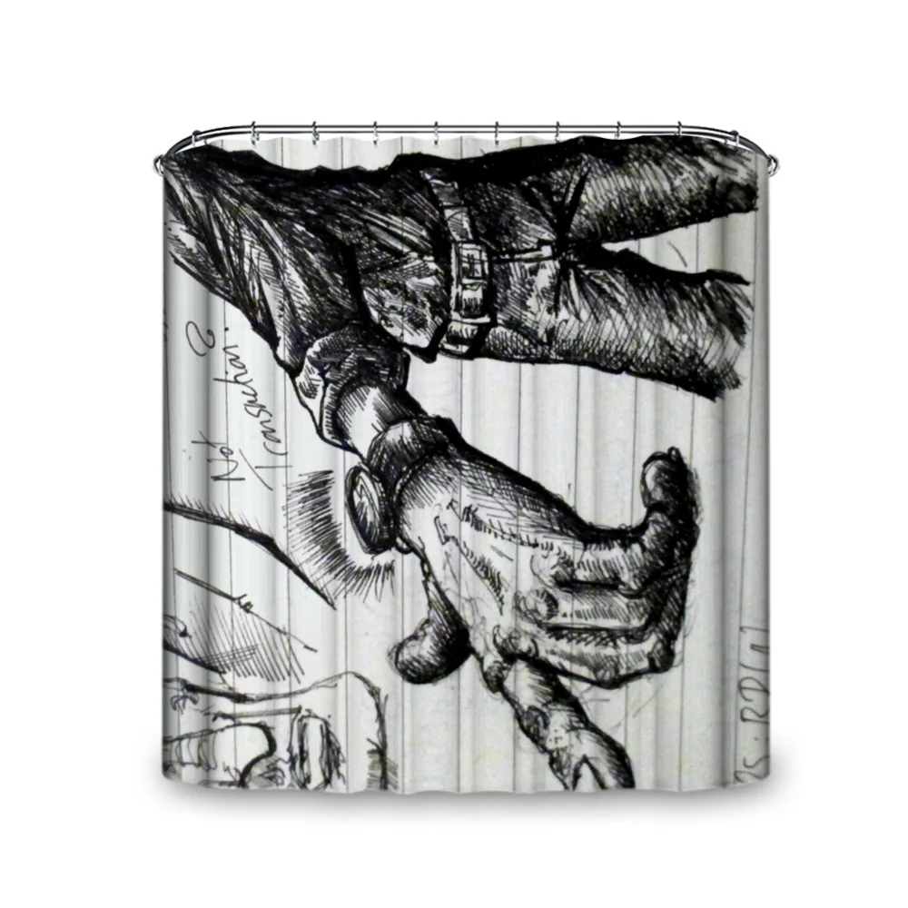 ТЕПЛЫЙ ТУР Руку и Черный Фон Мода Душевая Занавеска Полиэстер Занавес