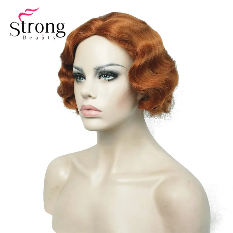 StrongBeauty 1920's Flappers Короткий Палец Волна светильник блонд полный синтетический парик