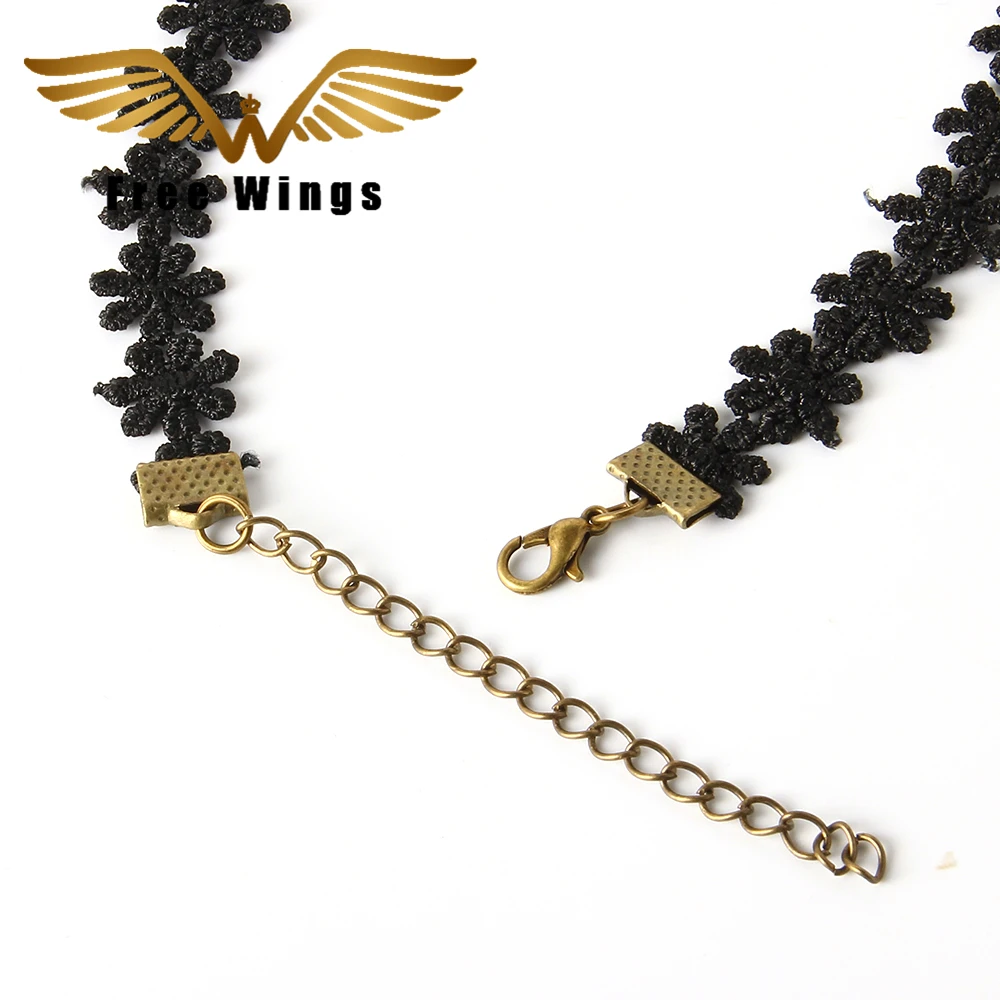 чокер Колье Ожерелье Черного Кружева Цветок 2016 Новый Короткие Ожерелья для
