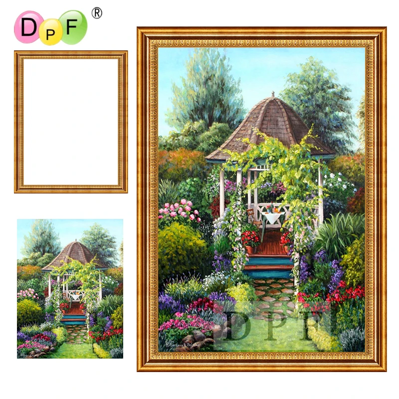 DPF Алмазная вышивка с рамкой павильон сад 3d живопись крестиком полный набор