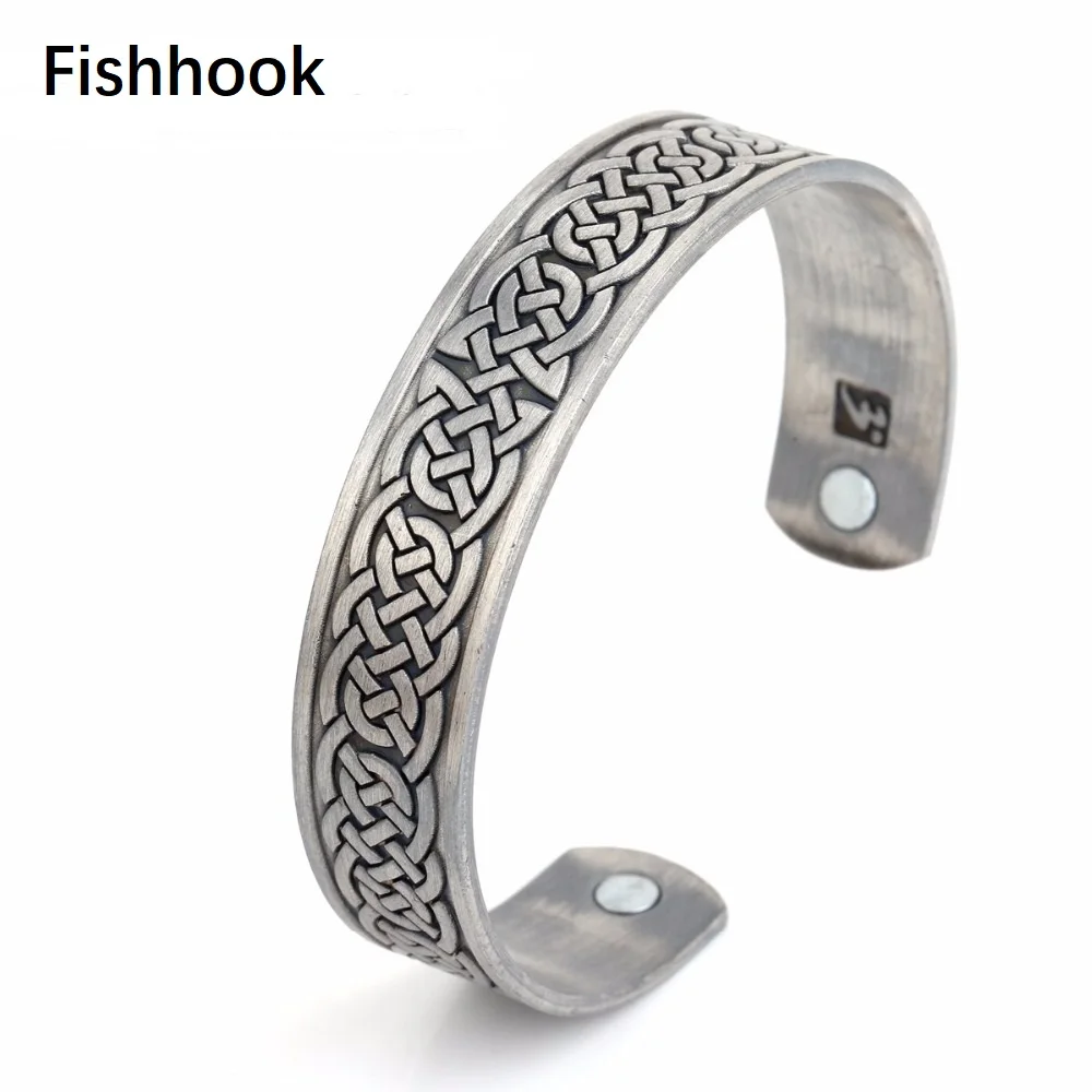 Fishhook стильный мужской оловянный магнитный браслет серебряного цвета с узлом для