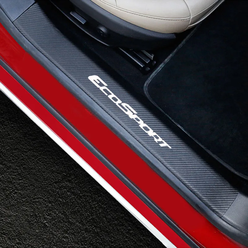 

For Ford Ecosport Door Threshold Plate Car Door Sill Step Plate Carbon Fiber Pu leather Car-Styling