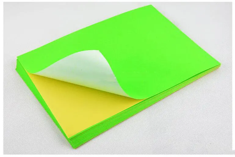 50 Sheets A4 Self-adhesive Sticker Fluorescence Colorful Paper For Laser Inkjet Printer Copier Adhesive DIY Craft Paper