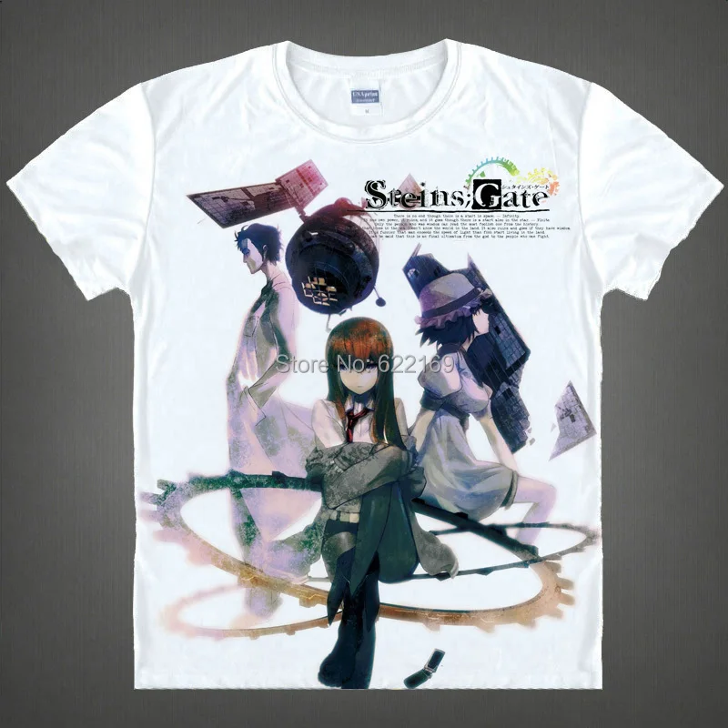 Футболка Steins Gate Kurisu Shiina костюмы для косплея Мужская футболка из японского