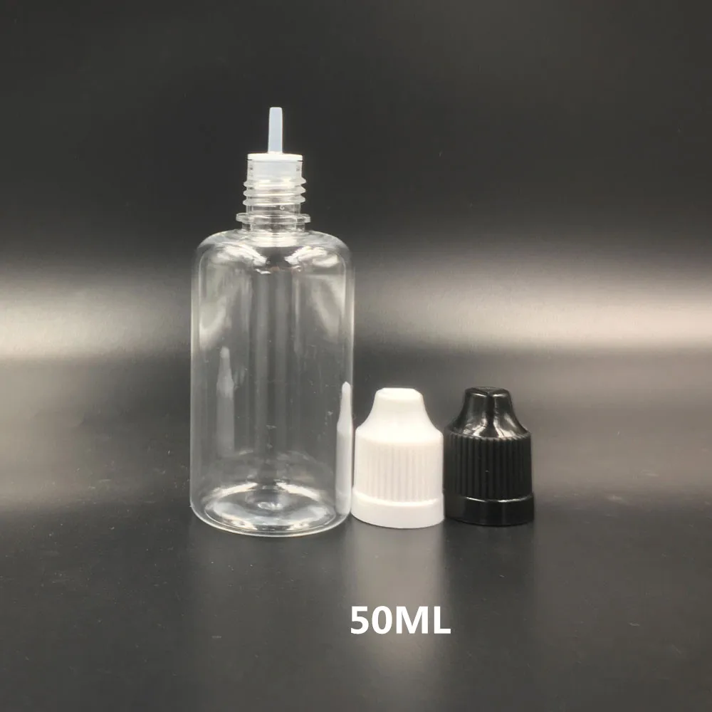 

20pcs 50ml Empty Dropper Bottle Clear Plastic Bottle With Childproof Cap And Long Tip For Eye Dropper E Liquid Hard PET Bottle