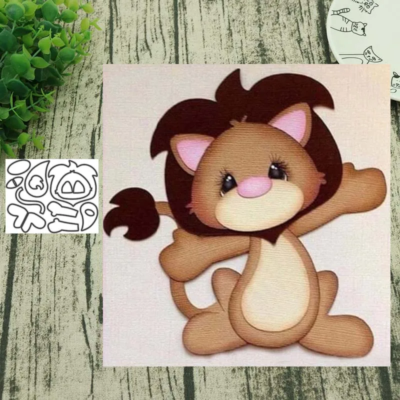 Металлический Трафаретный вырубной штамп cut создать маленький лев с мимикой