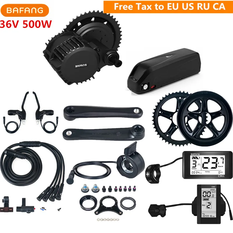 Bafang 8fun 36В 500 Вт BBS02B комплекты моторов среднего привода C965 C961 с 13AH Hailong литиевая