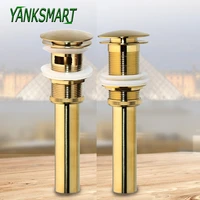 yanksmart brushed gold bathroom bathtub basin sink accessories pop up round plate basin drainage plumbing tube floor drain