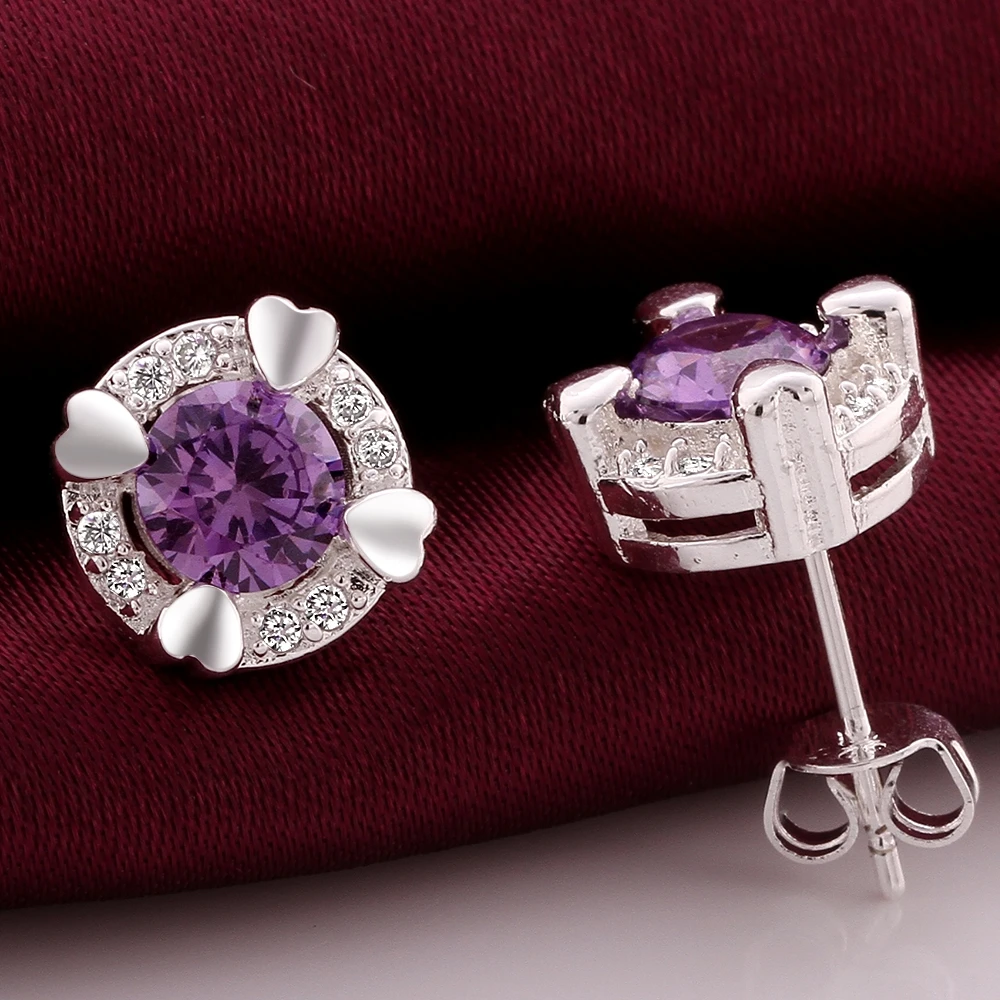 Два Цвет Белый Фиолетовый Кристалл Посеребренная Любовь Сердце Форма