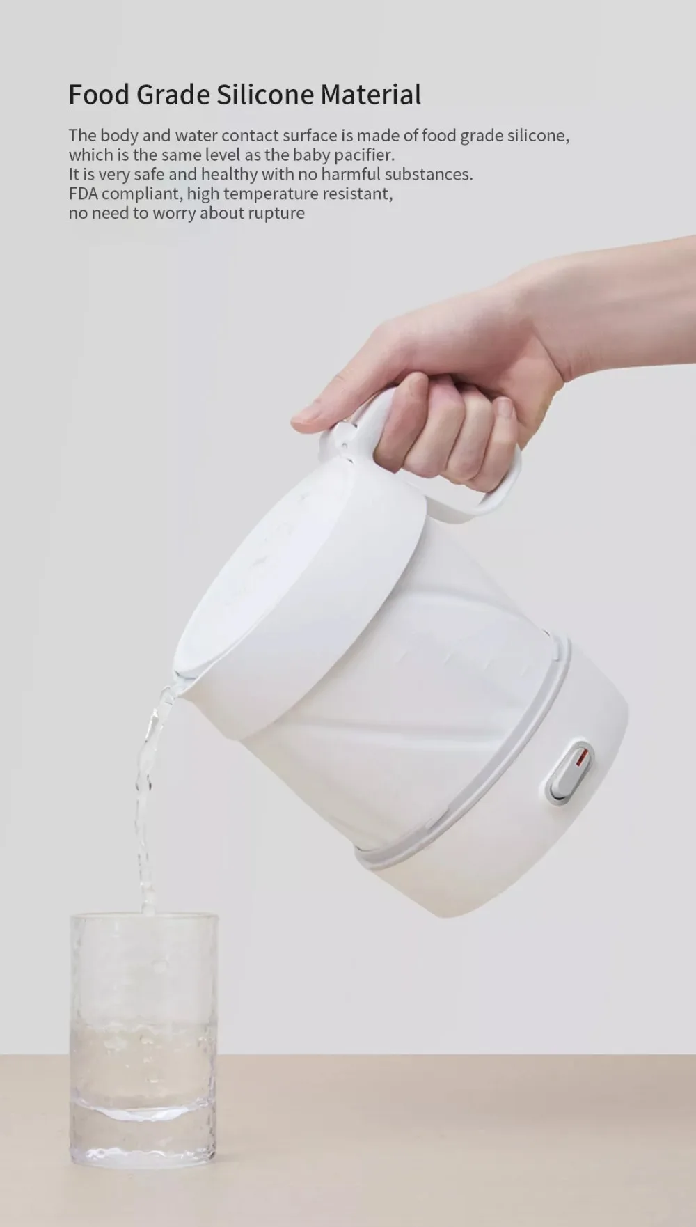 Xiaomi HL 1L складной электрический чайник ручной мгновенный нагрев Электрический чайник для воды авто защита от помех путешествия