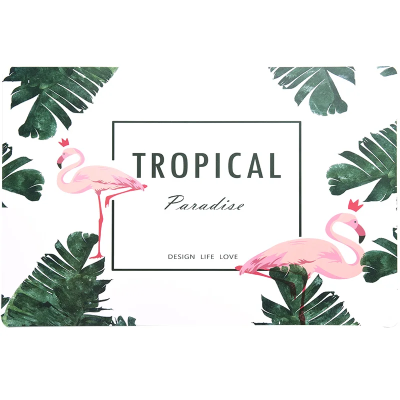 Зеленые растения Фламинго шаблон салфетки ПВХ обеденный стол коврик дисковая