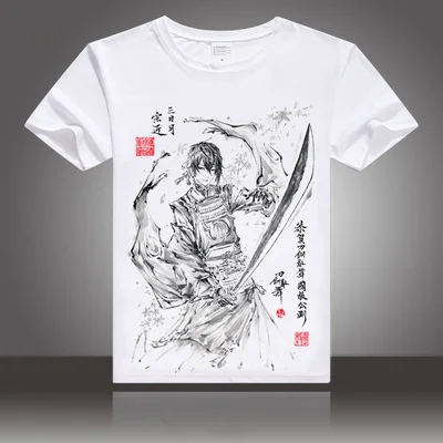 Аниме Touken Ranbu онлайн косплей футболка Izuminokamikanesada Mikazuki Munechika Мужская чернильная