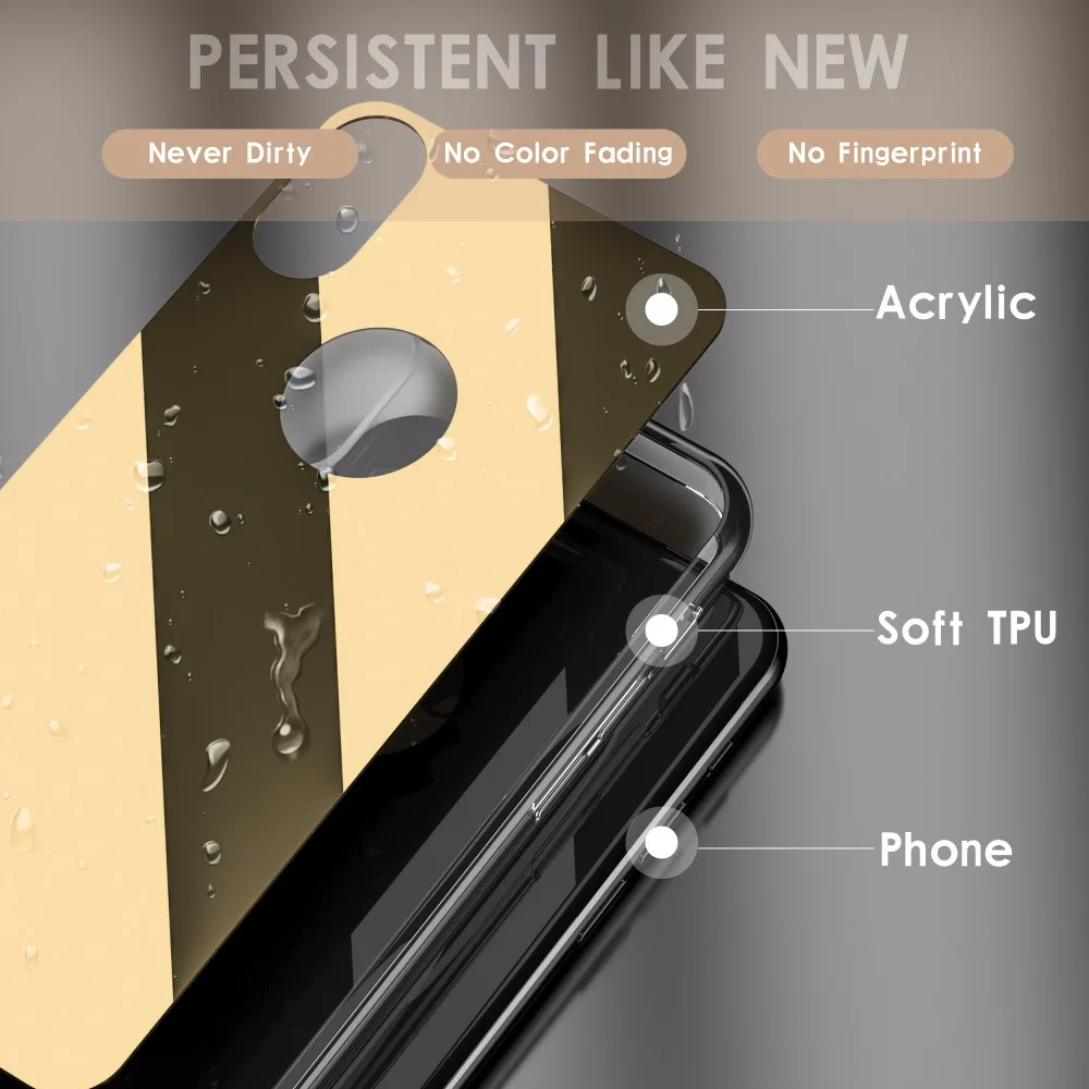 For iPhone X 6 6S 7 8 Plus Case Luxury Ultra Thin Mirror Phone Cases 10 5 5S SE Soft TPU Rugged Hybrid Armor Cover |