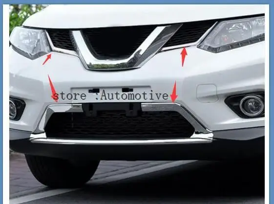 For Nissan Rogue  X-Trail 2014 2015 / Rogue 2014-2015  2016 Chrome Front Grille Grill Cover Trims 4pcs / Set