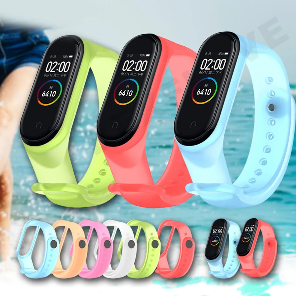 Прозрачный ремешок для Mi Band 4 3 Xiaomi силиконовый браслет Miband аксессуары NFC смарт