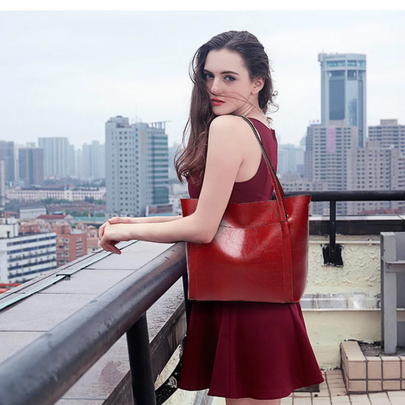 Leather Handbags Purse Women Big Fashion Designer Luxury High Quality Office Ladies Black Brown Clutch Shoulder Messenger Bags | Багаж и