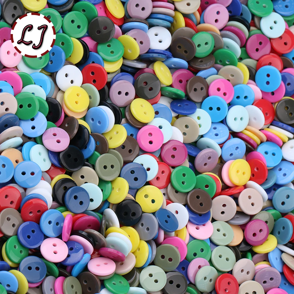 Пуговица круглая из смолы 2 отверстия 12 мм диаметр 100 шт./лот аксессуары для