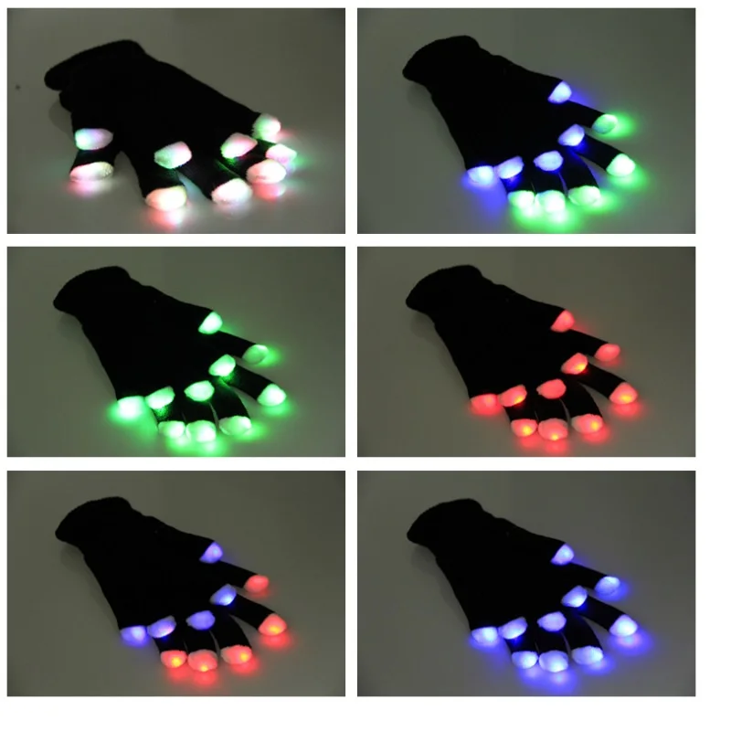 

Magic Flash Fingertip LED Gloves Unisex Light Up Glow Stick Gloves Mittens Fingertip LED Luminous Gloves