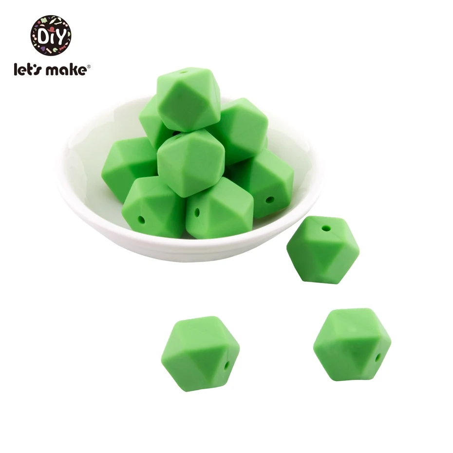 13 Let'S Make 20Pc 14Mm Hexagon Silicone Teether Beads Baby Tiny Rod Multifaced Baby Teething Toy Beaded Silicon Baby Teether Toy - Цвет: 13