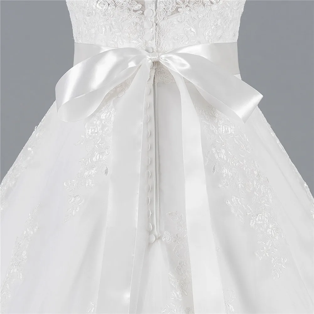 

Plus Size Vestido De Noiva Wedding Dresses Ball Gown Cap Sleeves Tulle Lace Sash Cheap Boho Wedding Gown Bridal Dresses