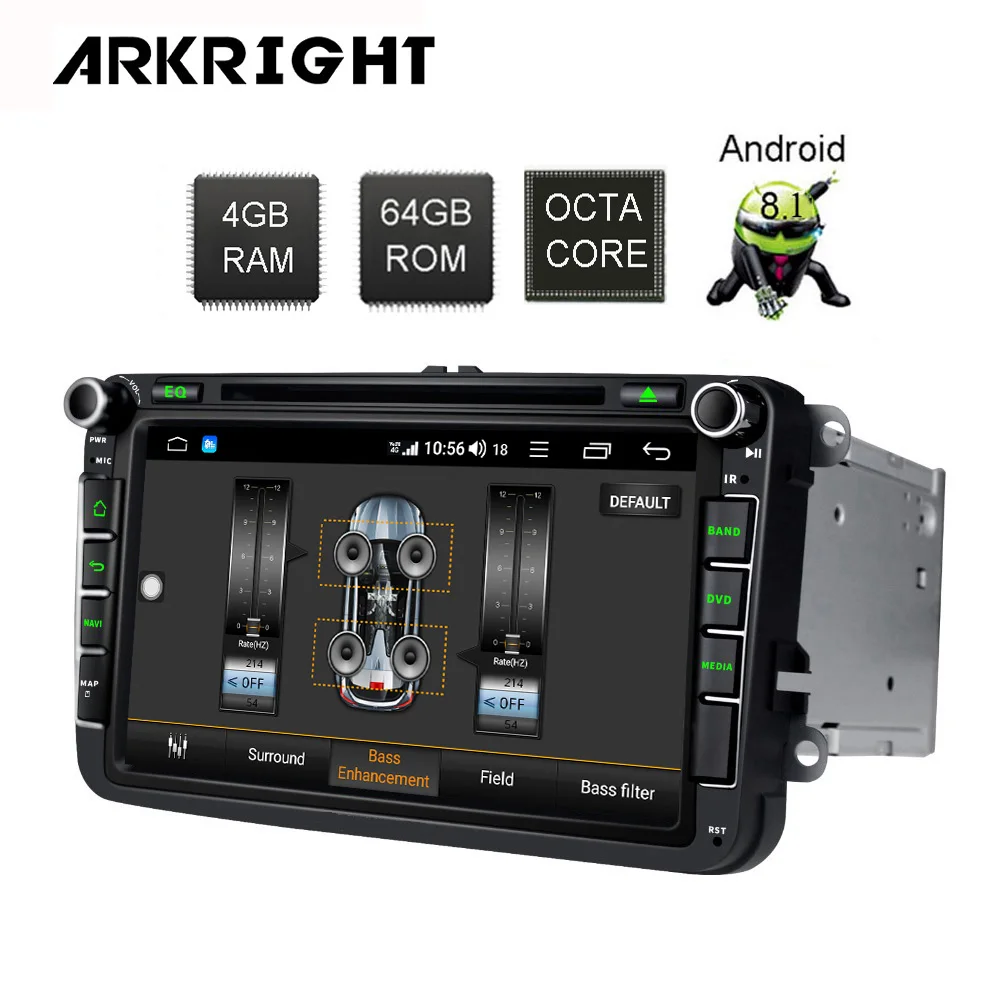 ARKRIGH 8 дюймов 4+ 64 ГБ Android 8,1 Авторадио Стерео HU поддержка 4G sim-карты gps плеер для VW Skoda POLO GOLF PASSAT Автомобильный мультимедийный