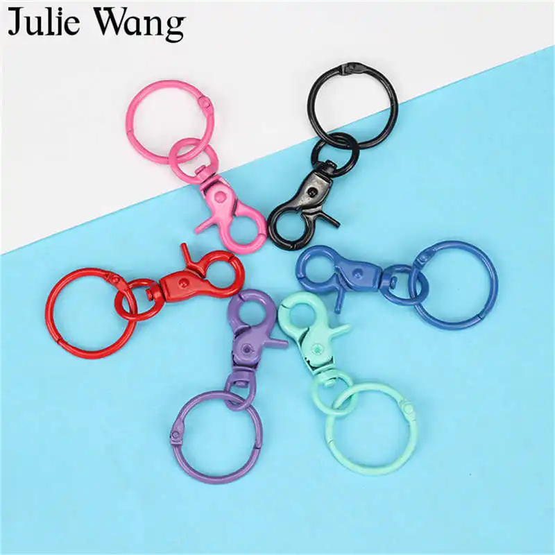 Julie Wang 5 шт. многоцветный круглый брелок для ключей кольцо брелки пряжка с