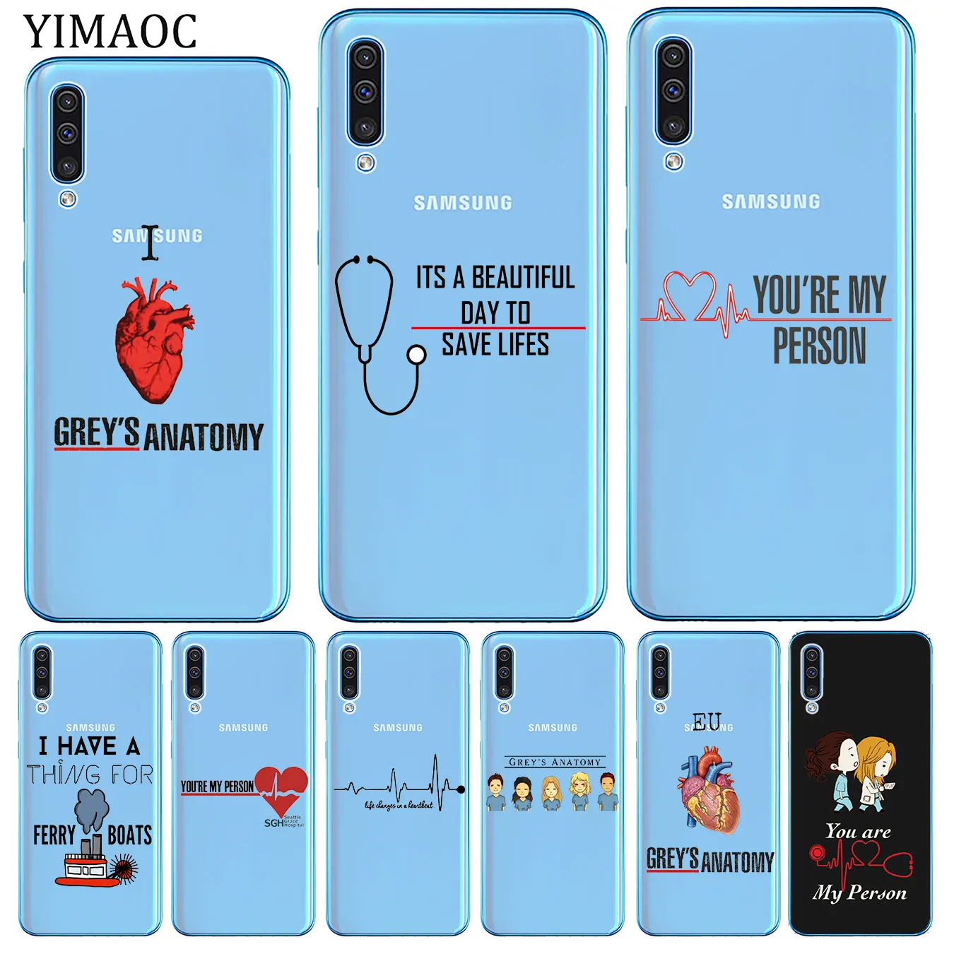 Мягкий силиконовый чехол YIMAOC серого цвета для Samsung Galaxy A70 A60 A50 A40 A30 A20 A10 M10 M20 M30 M40
