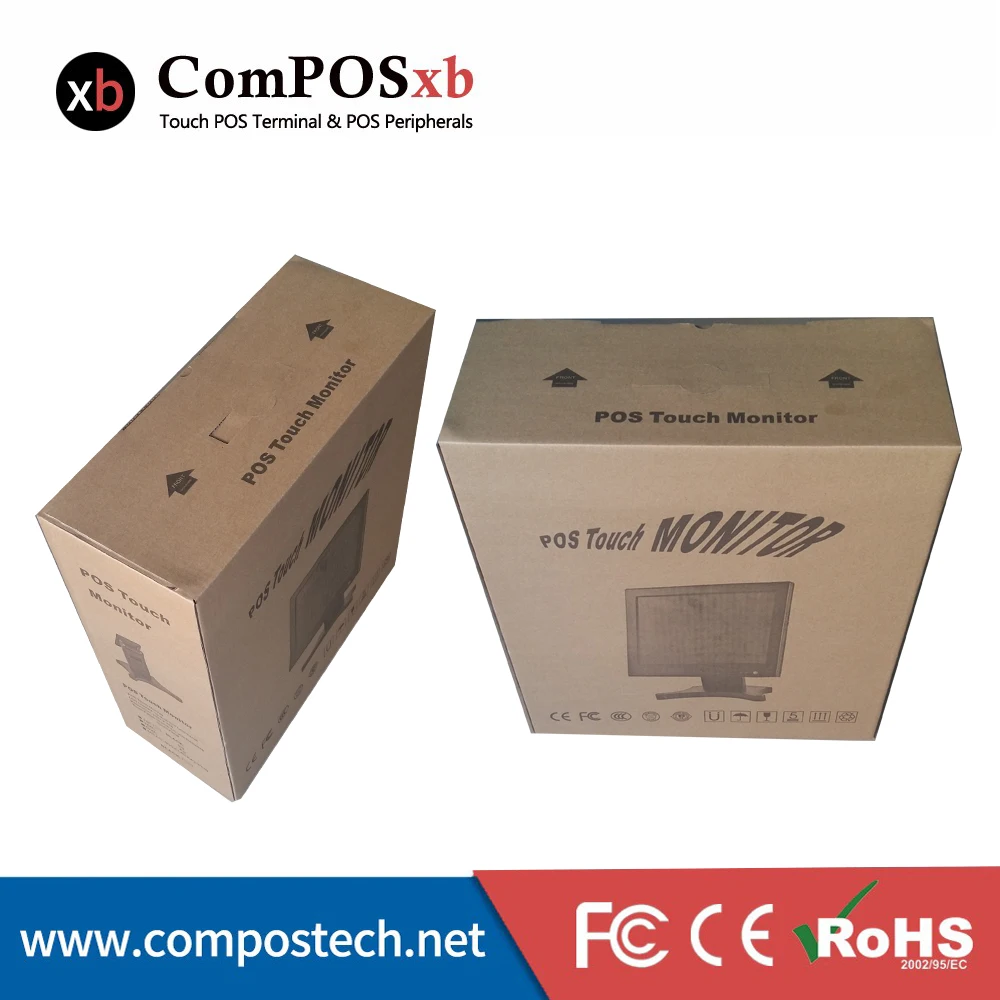 Бесплатная доставка 15 дюймов VGA TFT lcd сенсорный экран монитор с POS базой 5 проводами