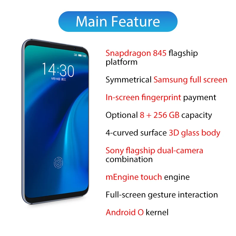Оригинальный Meizu 16th 16 th 8GB 128GB Snapdragon 845 смартфон Adreno 630 Восьмиядерный экран с