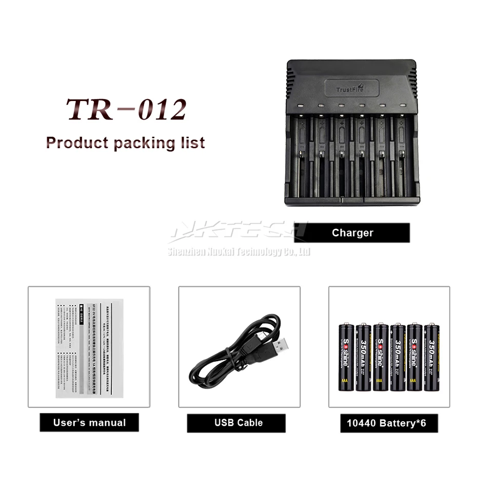 With 6-10440 600mAh TR-012 TrustFire интеллигентая(ый) Батарея Зарядное устройство быстрого 6 слотов для карт ЖК-дисплей для 18650 18500 18350 17670 16340 14650 14500 10440-зарядное устройство для литий-ионного - Цвет: With 6-10440 600mAh