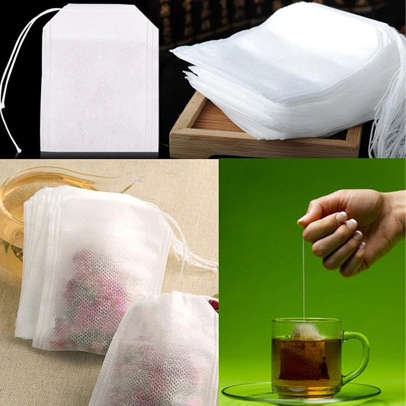 100Pcs/Set Non-woven Fabrics Tea Bags Infuser Filter Paper Empty Scented With String Seal 6*8cm | Дом и сад