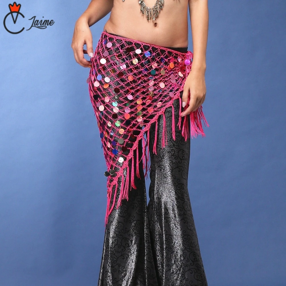 

Полотенце, расшитый блестками шарф, одежда для танца живота, аксессуары, тянущийся длинный треугольный пояс с кисточками, ручная вязка, шейн...