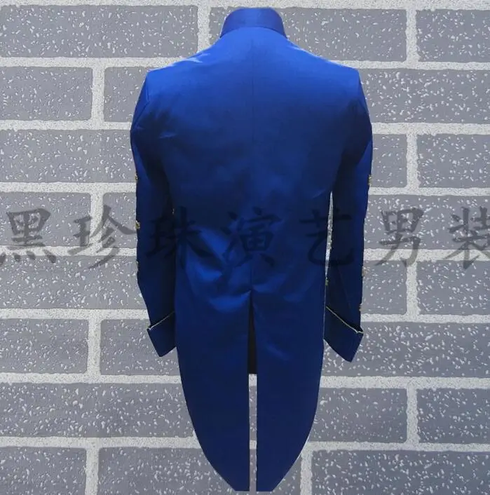 Navy blue tuxedo blazers men suits designs male costumes masculino homme terno stage for singers suit stand collar | Мужская одежда