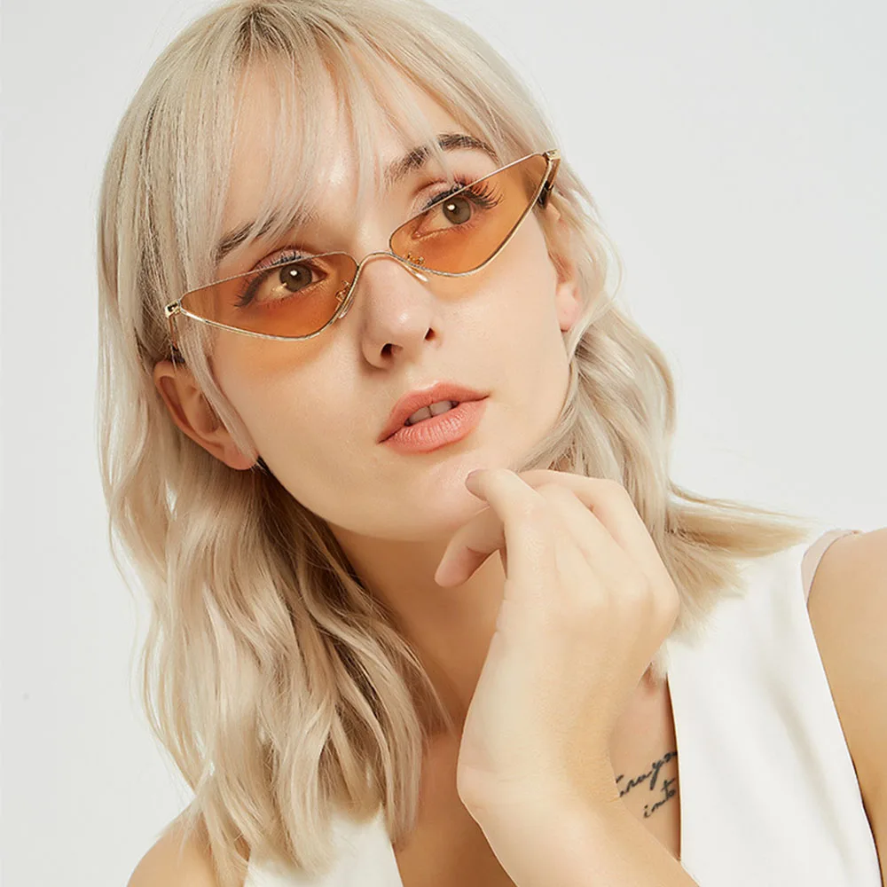 Винтажные панк очки женские солнцезащитные кошачий глаз мужские треугольные