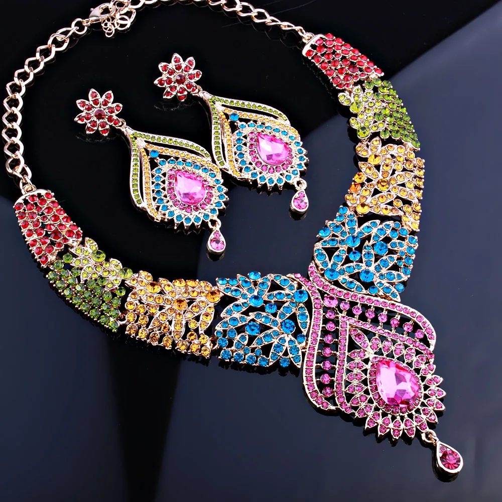 Комплект свадебных украшений из ожерелья и сережек с покрытием серебра|necklace and