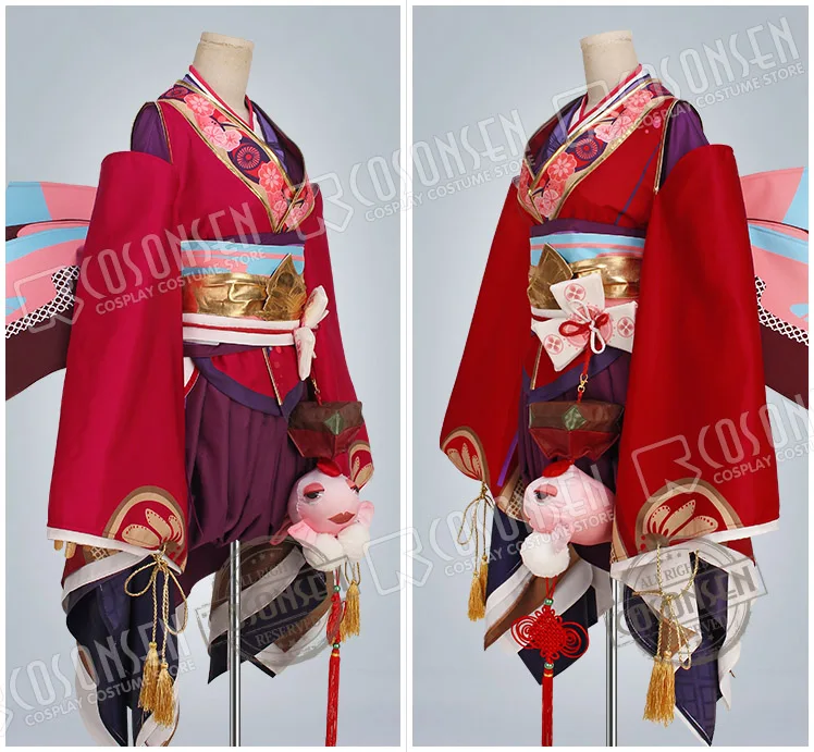Minamoto Kagura Onmyoji Japanese Kawaii Red Kimono Cosplay Costume full set COSPLAYONSEN | Тематическая одежда и униформа