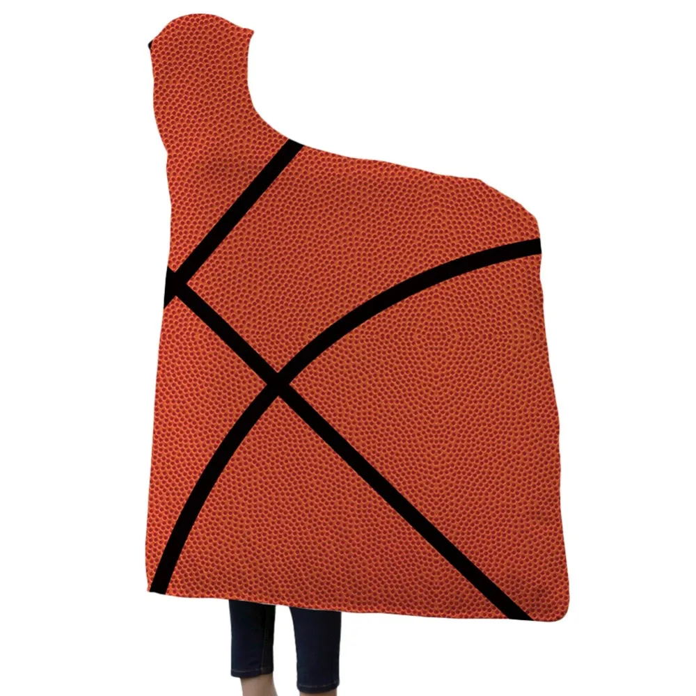Негабаритных Баскетбол с капюшоном узором в виде Одеяло мягкой принтованной