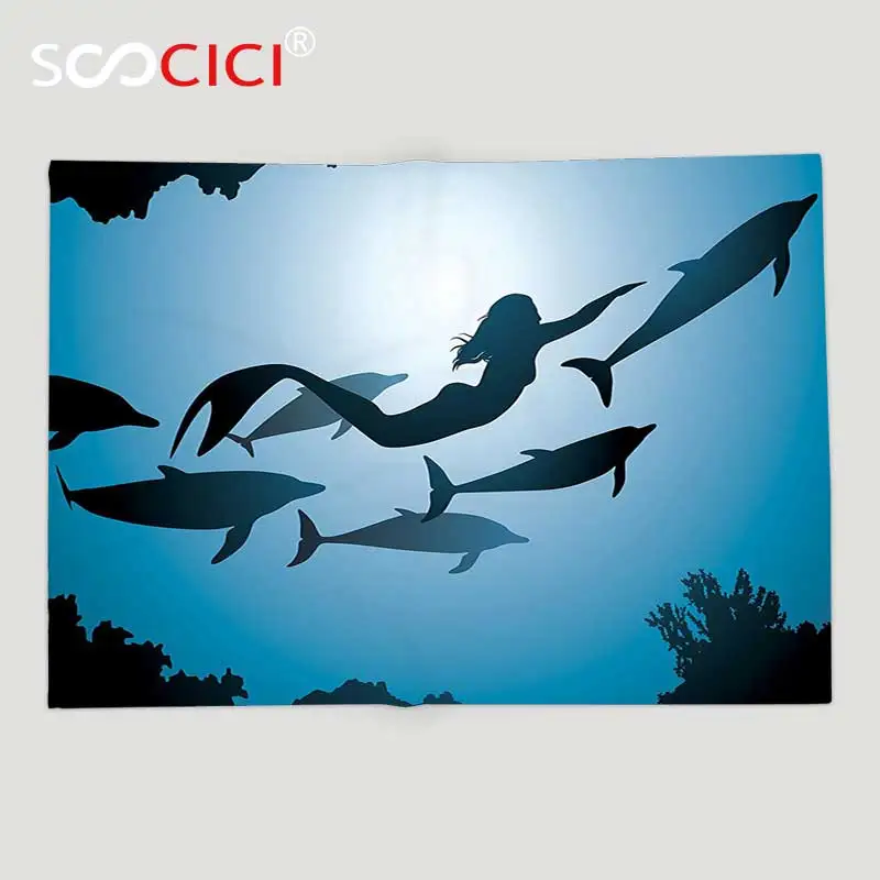 

Мягкое Флисовое одеяло на заказ, украшение русалки и дельфинов, подводный вид, дружба, путешествия, искусственное море