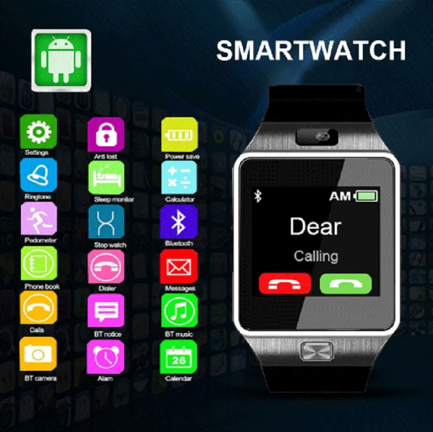 Bluetooth dz09 Смарт часы Для мужчин SmartWatch 2017 Android наручные Relogio inteligente Поддержка sim карты