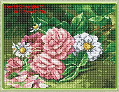 Flowers 3 Китайская вышивка крестиком подушка вышивка крестиком цветок водорастворимый холст напечатанный холст картина Joy Sunday Счетный крест Diy - Цвет: Flowers 3