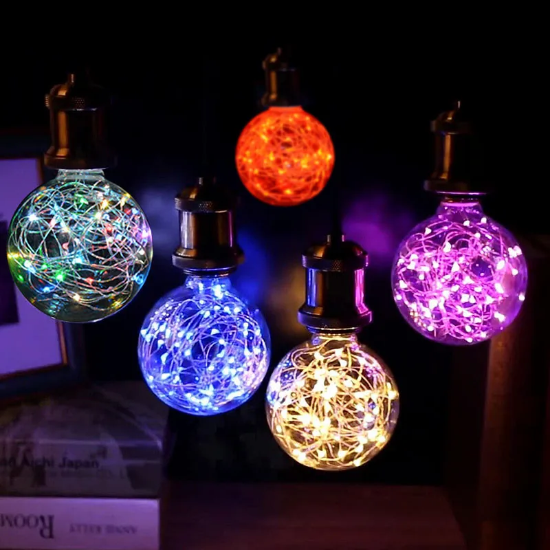 Винтажная Светодиодная лампа E27 ночной Светильник RGB гирлянда Эдисона