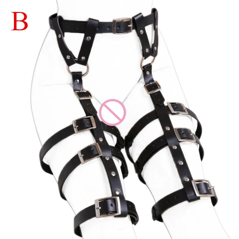 Adult Game Black PU Bondage Gear Female Love Toys Sexy Restraint Leg Belts Device BDSM Sex for Women J10-1-49 | Красота и здоровье