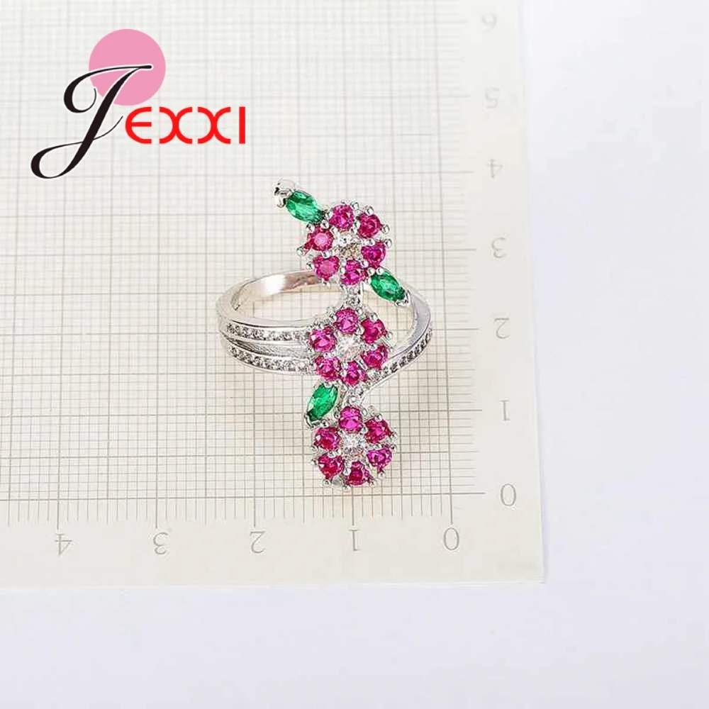

Fashion Brand Colorful Cubic Zircon Crystal Wedding Party Rings Women 925 Sterling Silver Bridal Jewelry Accessory Anillos