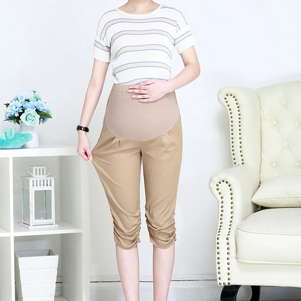 Women's Maternity Pants Pregnant Calf-Length Pregnancy Casual High Waist Large Size Cropped Trousers For | Мать и ребенок