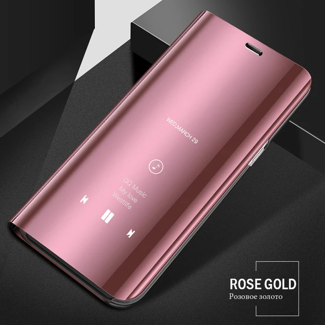 Rose Gold Зеркальный умный флип-чехол для телефона huawei Honor 7A 7A Pro, чехол, стоячий чехол для Honor 7C 7C Pro Coque Fundas - Цвет: Rose Gold
