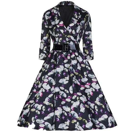 S-XXL Одри Хепберн Vestito далле Donne Ретро Винтаж 1950 s 60 рокабилли floreale качели vestiti fiocco-