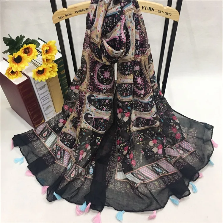 Женский хлопковый шарф с цветочным принтом 10 шт./лот|shawl wrap|scarf shawl wraptassel scarf |