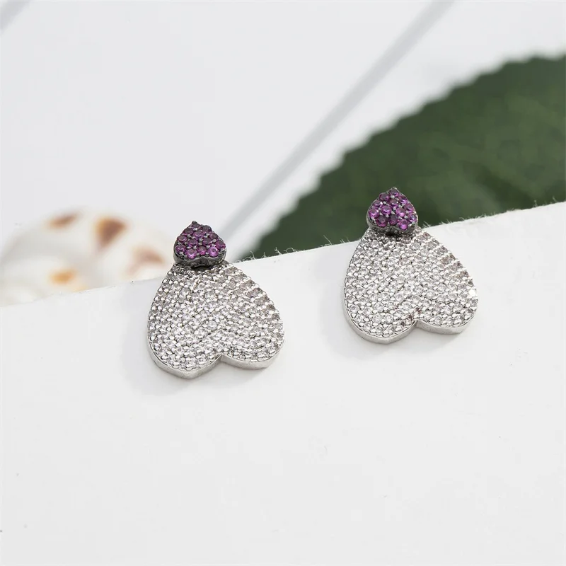 Серьги-гвоздики женские медные с фианитом изысканные простые элегантные